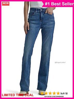 Women's Petite Bootcut Jeans Mid Rise Stretch Denim Regular Fit